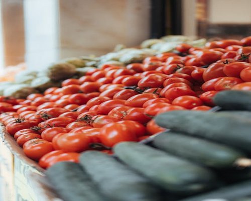 Fresh vegetables and healthy food on a kitchen table